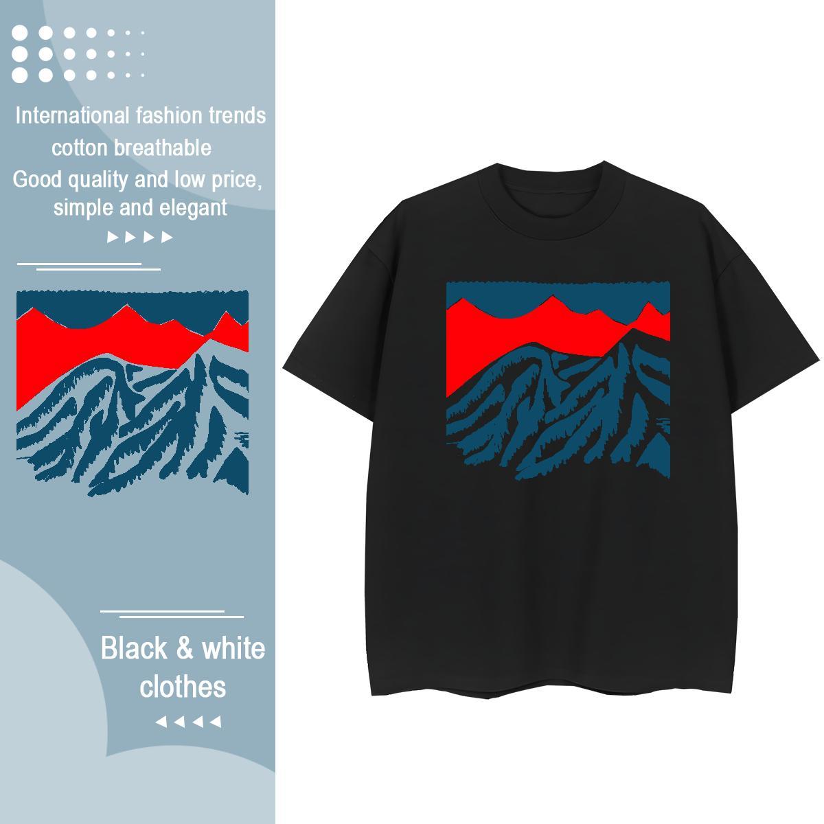 Casual New Tshirt for Man Woman Hip Hop Breathable Short Sleeve Tops Shirt Nice 230g Pure Cotton mountains Oversized T-Shirts for Women