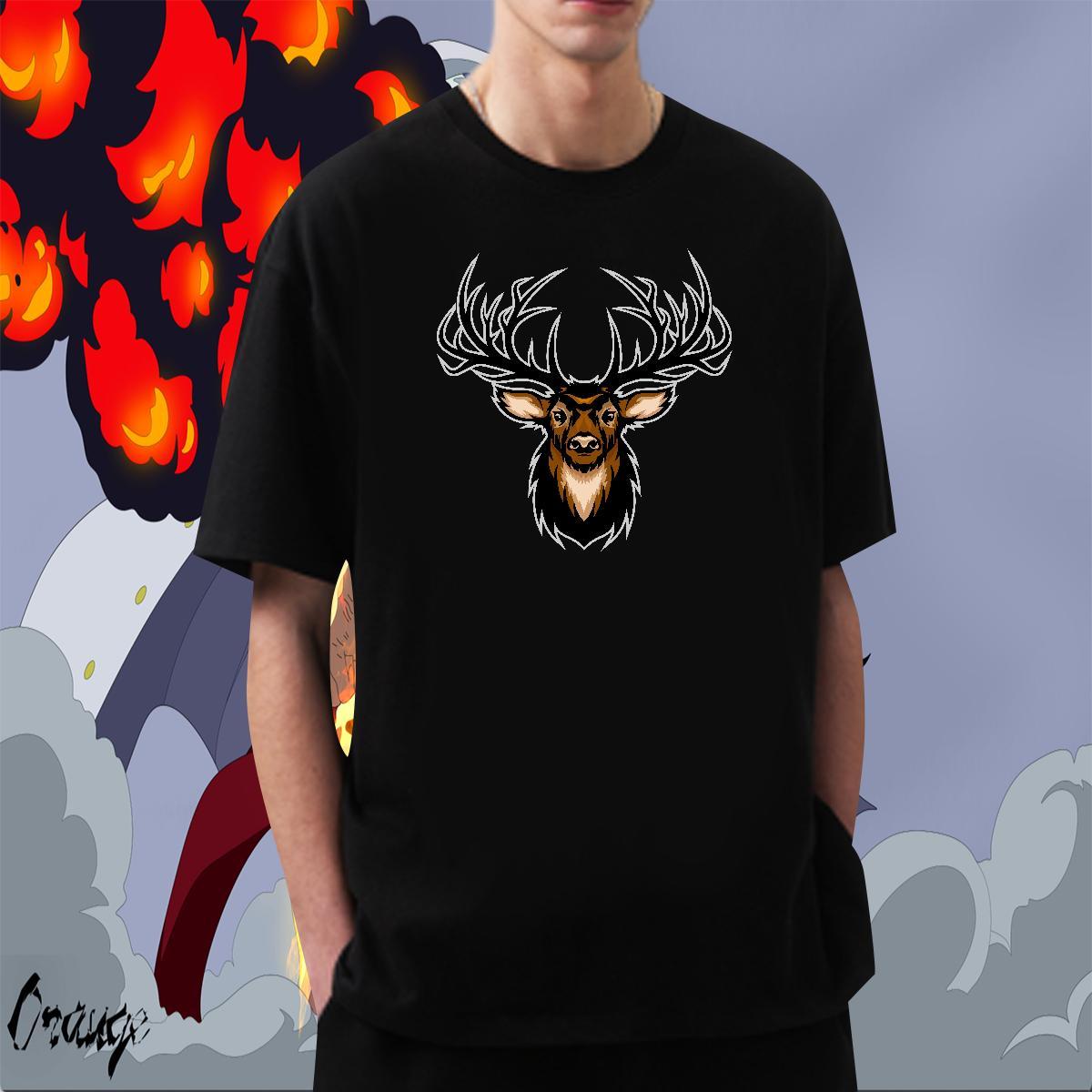 Comfortable Tshirts Casual 230g Cotton Custom Anime Breathable Short Sleeve deer T shirt New Designer Tops Tees
