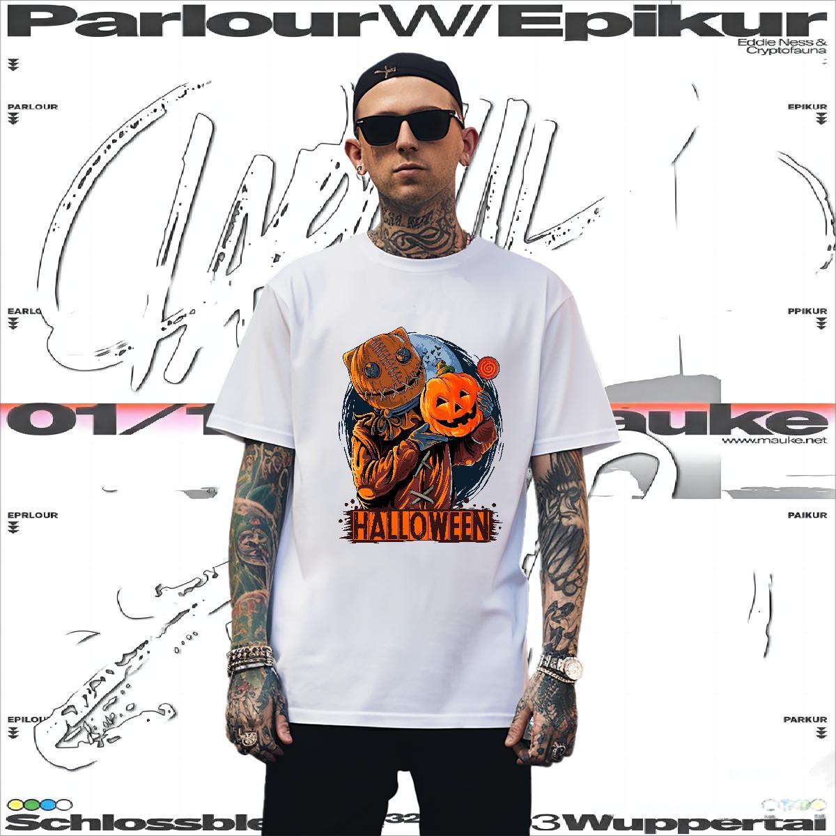 Designer T Shirt For Man pumpkin Short Sleeve O-Neck Casual Daily Wear Graphic 230g 100% Cotton Men Tops Tees Designer Fashion Tee Shirt