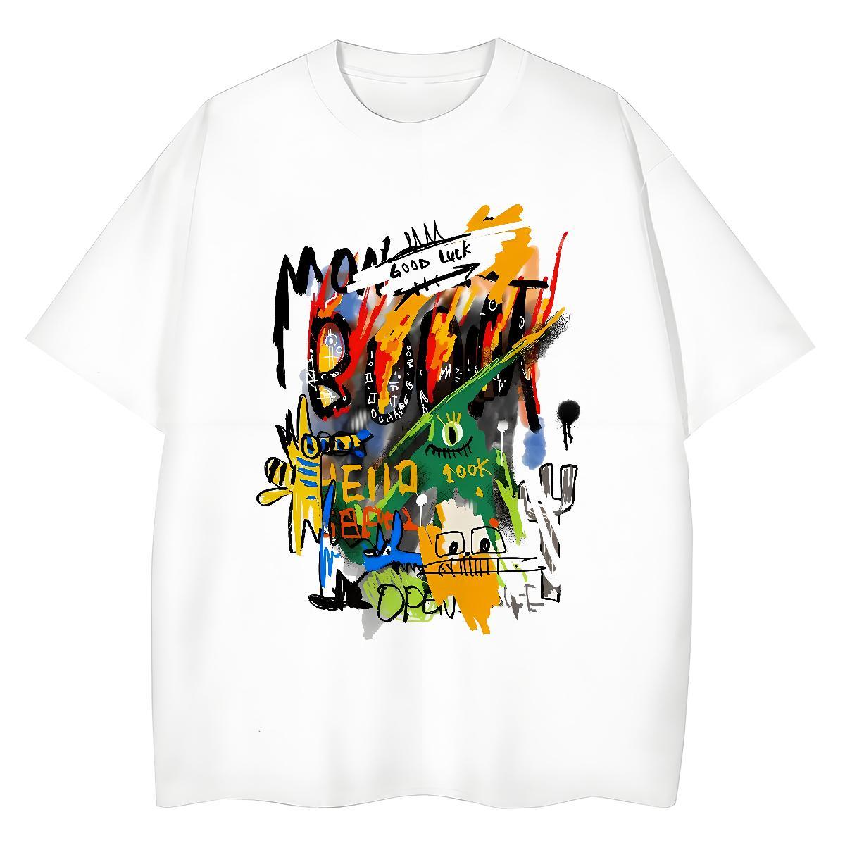 Classic Casual cartoon Couples T Shirts 230g Pure Cotton Men T Shirts Skull Outdoor Round Neck Short Sleeve Unisex Tshirts