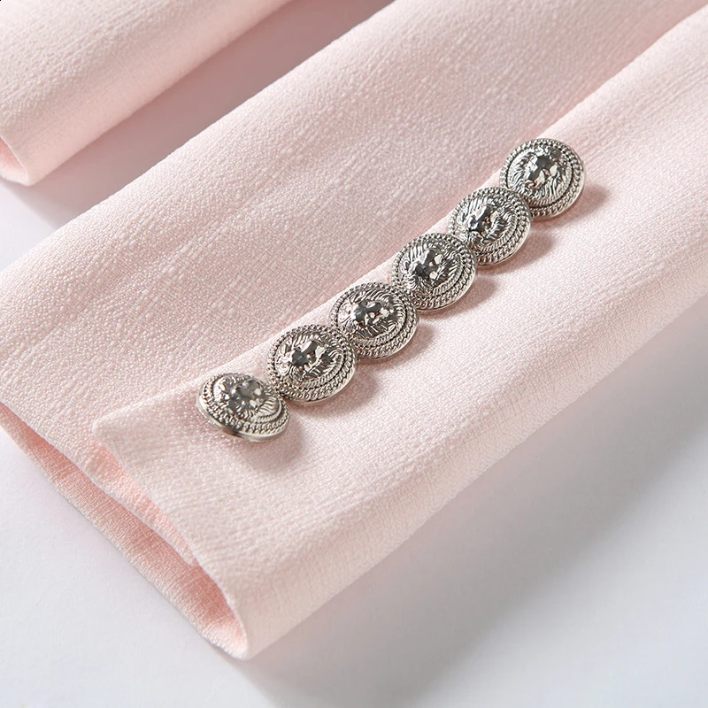 High quality fashion Baroque ner jacket womens silver lion button doublelayer bra 240819
