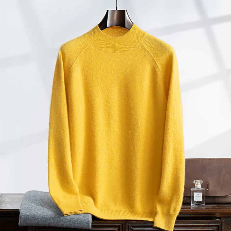 MVLYFLRT AutumnWinter Mens Half High Collar Sweater 100% Cashmere Knitted Pulled Solid Color MV2407 240819