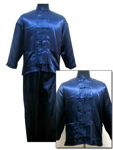 Black Chinese style mens satin pajama set with innovative buttons casual pajama set long sleeved shirt and pants S M L XL XXLW240719