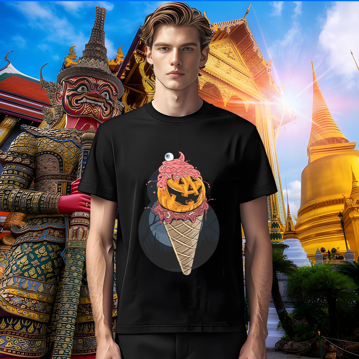 Brand T-Shirts ice-cream Breathable Short Sleeve Daily Wear Custom Big Size 230g Pure Cotton Men Tees New Designer Tshirts