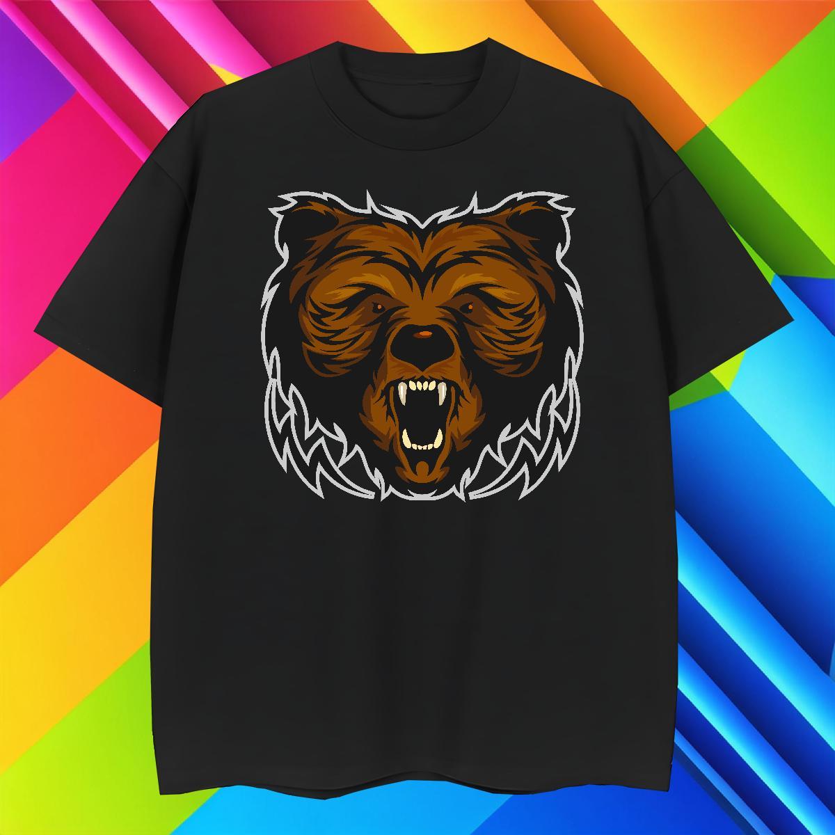 Comfortable T Shirt For Man bear Pure Cotton Hip Hop Street Black White 230g Pure Cotton Tshirts Custom Tops Shirt