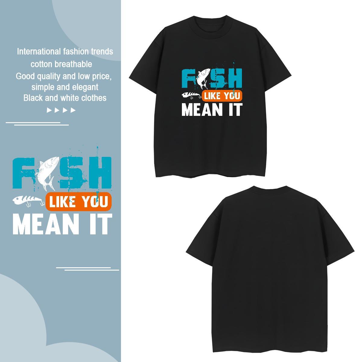 Brand fish 230g 100% Cotton Men Tees Sports Casual Breathable Man T Shirts Fashion Design Oversized Clothes
