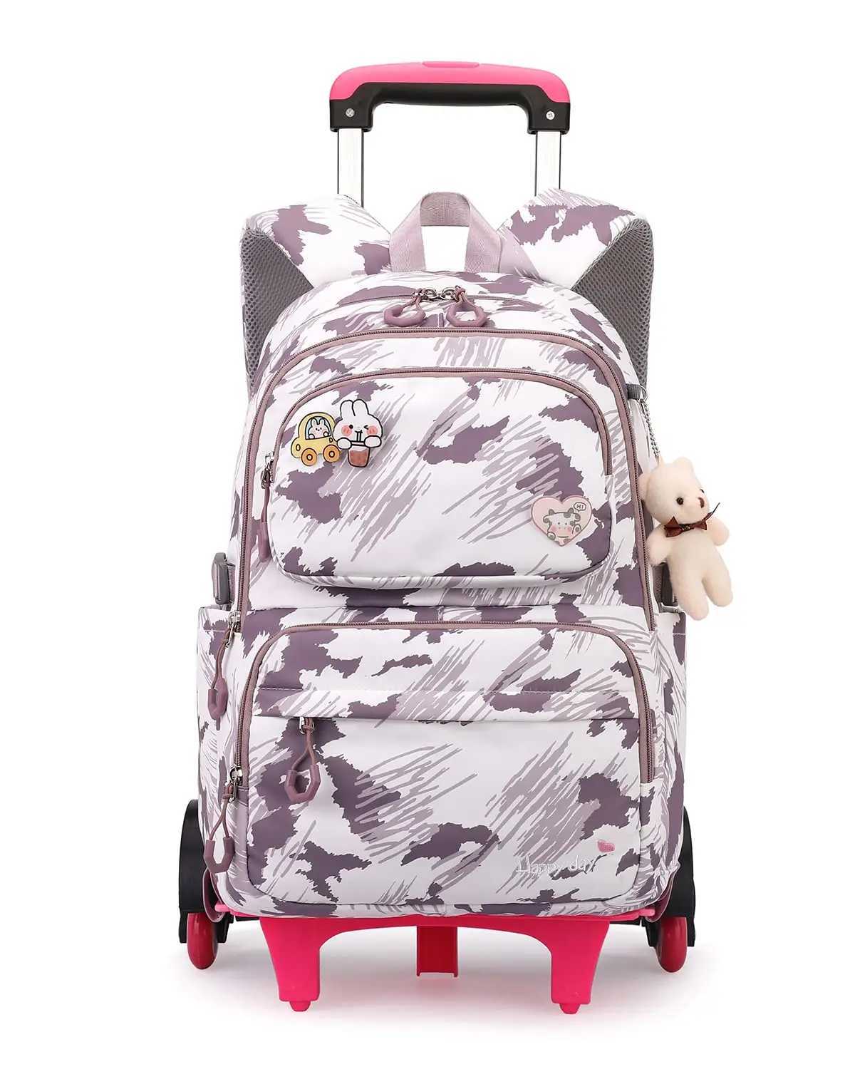 NEW School Trolley Backpack Lightweight Wheeled Backpacks for Girls Kids Elementary School Backpack on Casters 16 Inch Y240820