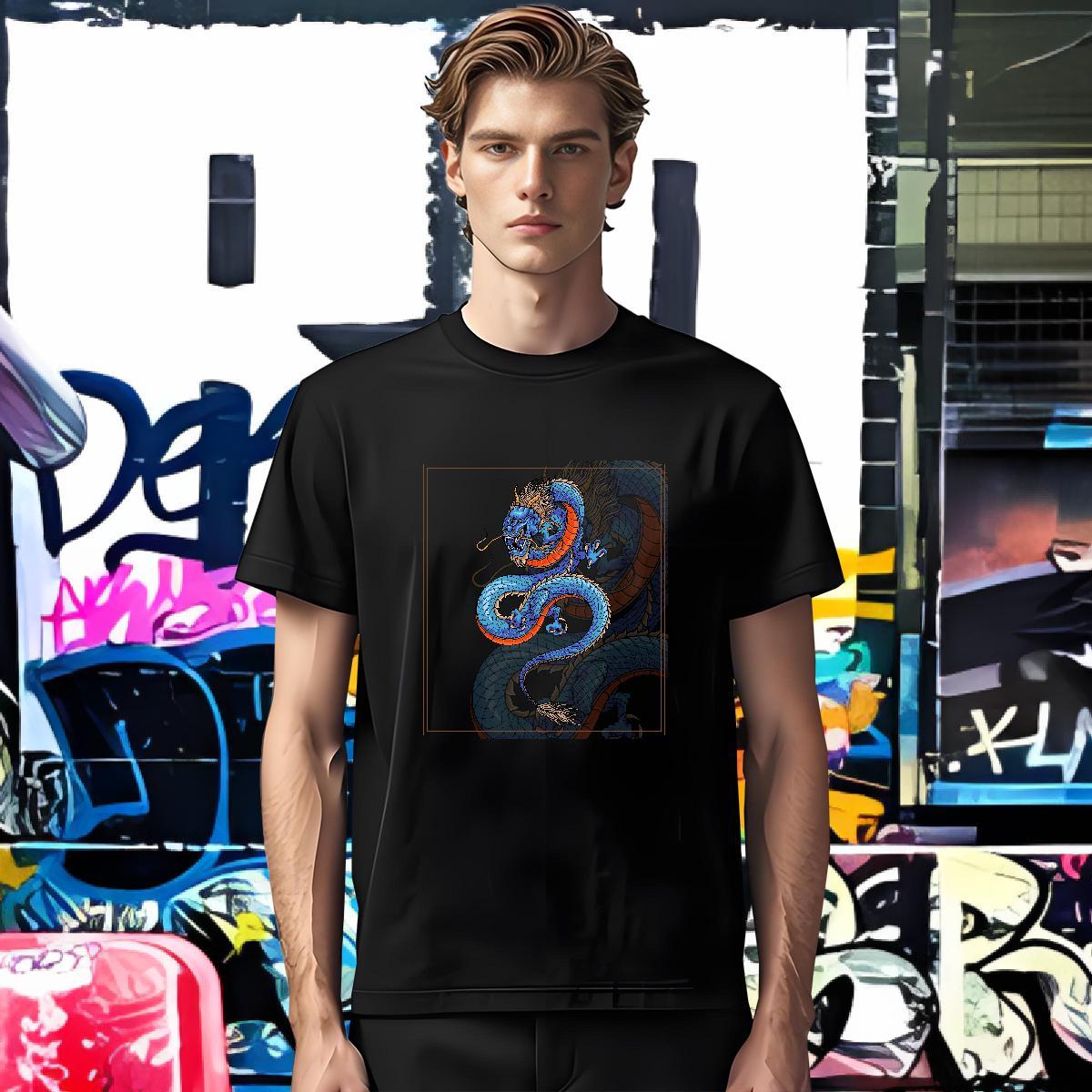 Man T Shirts 230g 100% Cotton dragon Casual Daily Wear Short Sleeve Soft DIY Tshirt for Man Woman Customized Popular Tees
