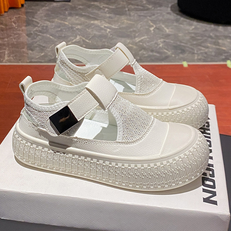 Ddmysports Summer New Ins Korean Edition Ollow White Shoes Women Thick Bottom Versatile Casual Sandals For Students RD OUTDOOR