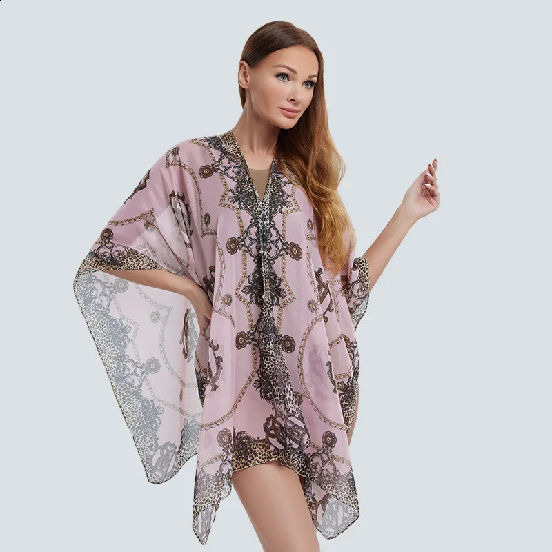 Flat head summer scarf for women chiffon printed tourist beach towel sunbathing shawl silk bag womens headscarf 150X95CM 240805