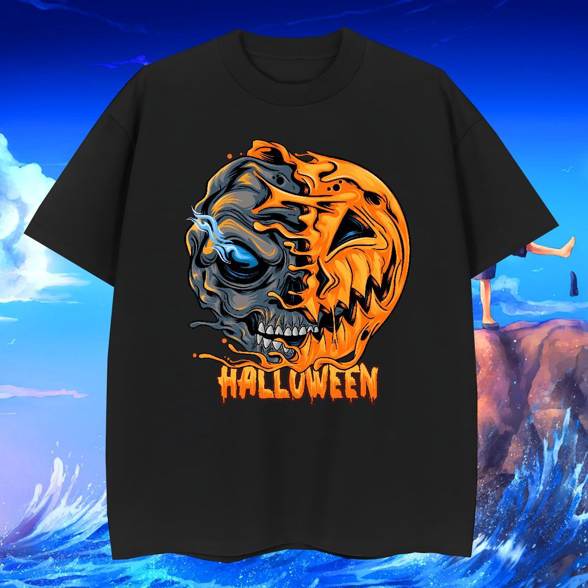 Custom Men Clothes T-Shirt pumpkin Casual Daily Wear 230g Pure Cotton Tops Tees O-Neck Short Sleeve Designer T-Shirts DIY Printed