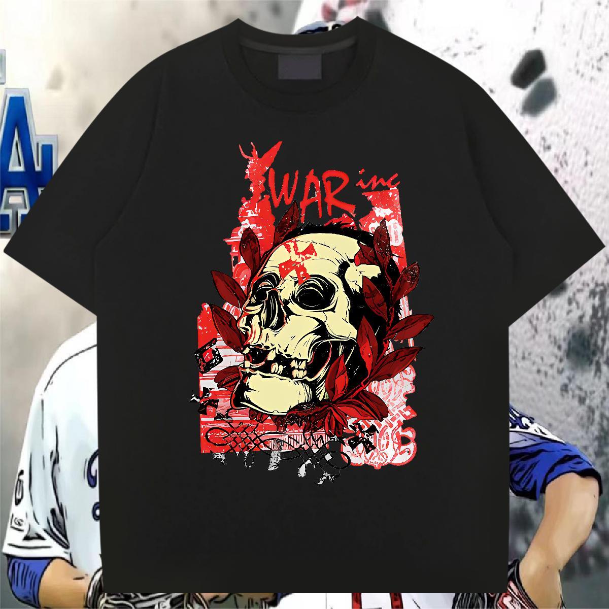 2024 DIY scary Men Tops Tees 230g 100% Cotton Mens T Shirts Customized Anime Printing Street Breathable High Quality Top Tees
