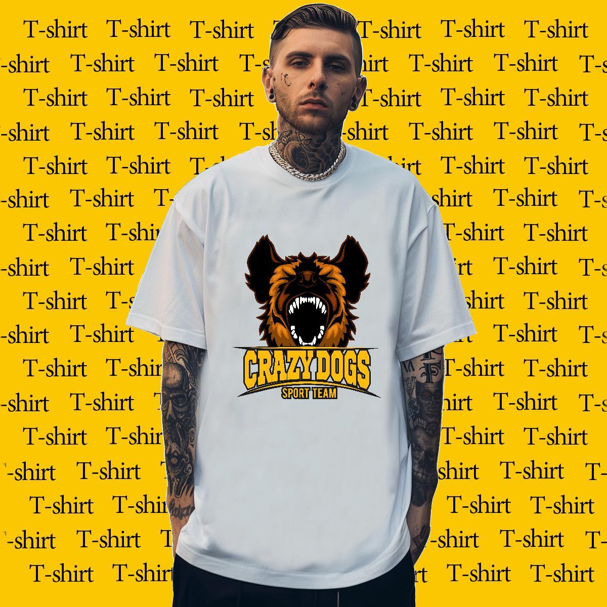 Cool Design Man T Shirts crazy dog Short Sleeve Soft Casual Daily Wear Custom Printed 230g Pure Cotton Men Clothes T-Shirt Stylist Tee Shirt
