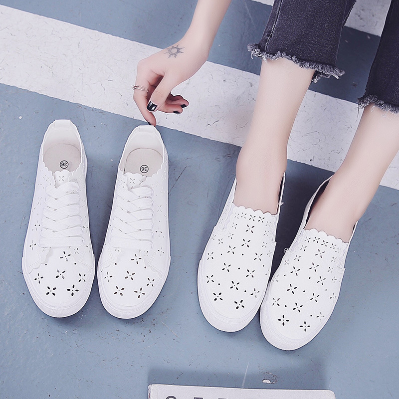 Ddmysports Summer Breathable Little White For Women New Ollow One Step Flat Comfortable Lazy Korean Edition Nurse Board Shoes OUTDOOR