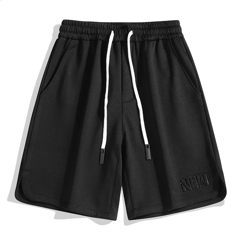 Summer Mens Solid High Waist Elastic Loose Classic Casual Pants with Pocket Drawstring Fashion Full Match Shorts 240819