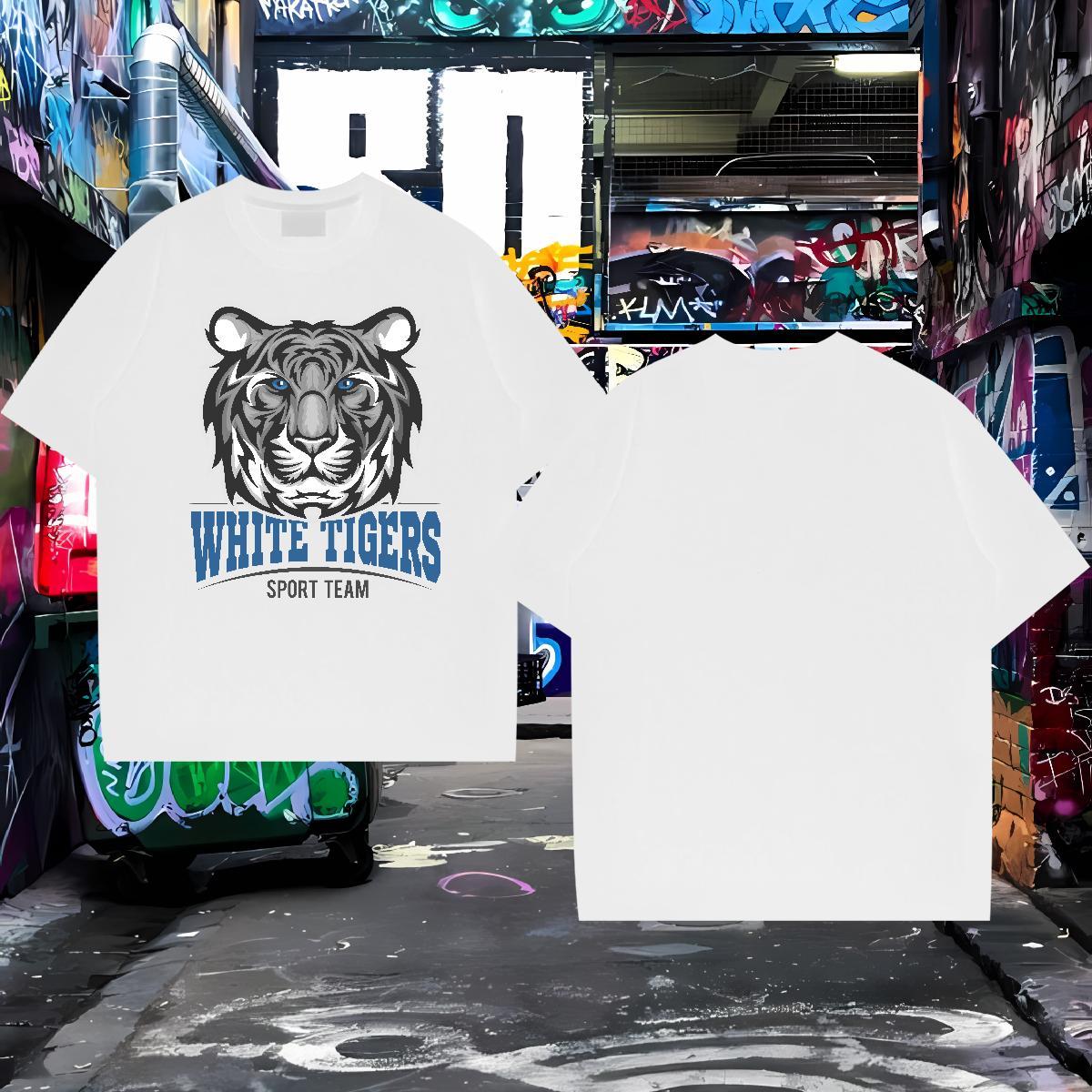 Free Shipping T-Shirts for Men tiger Crew Neck Breathable Street wear Hip Hop Black Oversized 100% Cotton 230g Men Clothes T-Shirt Classic Casual Tops
