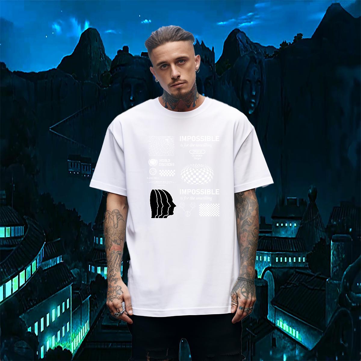 Cool side face 230g Pure Cotton Men Tees Street Casual Breathable Men T Shirts DIY Customized Custom Anime Tees Shirts