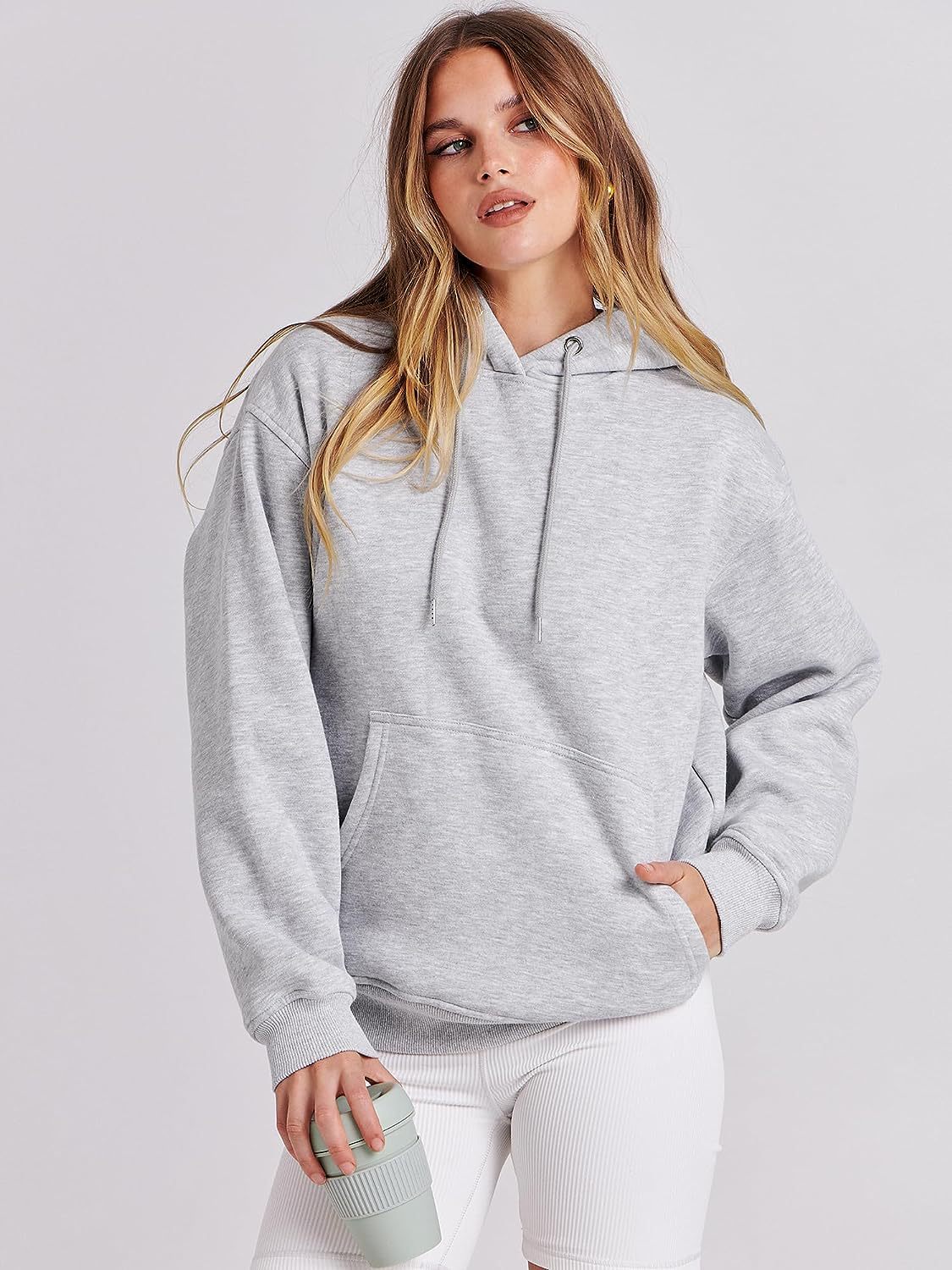 Autumn and Winter New Women's Fashion Solid Color Hoodie Stand up Collar Casual Loose Top