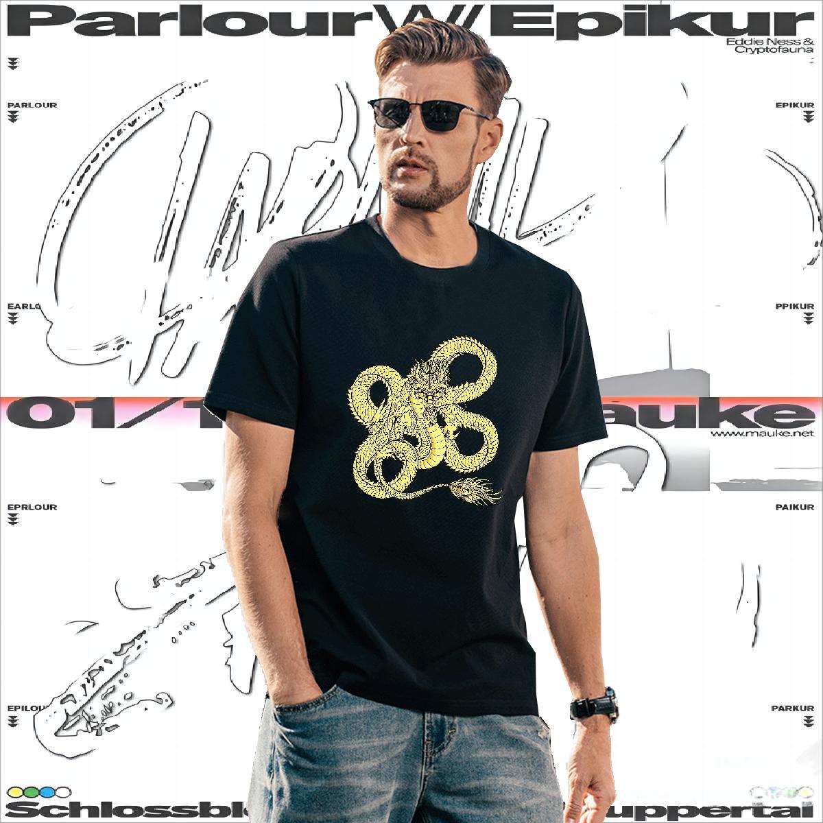 Comfortable dragon Men T Shirts Street Casual Mens Tshirts 100% Cotton 230g Casual New Crew Neck Custom Cartoon Polos