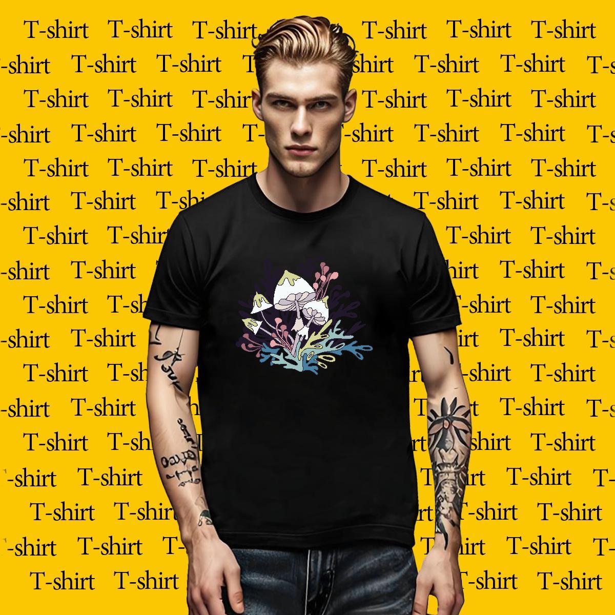 2024 Designer Men Tees mushroom Casual Beach 230g Pure Cotton Wear Breathable Short Sleeve TOP Quality T shirt Custom Cartoon