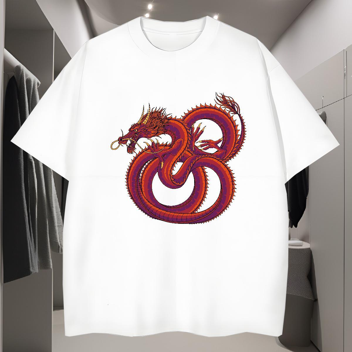 T Shirts Men 100% Cotton 230g dragon Casual Beach Breathable Crew Neck DIY Printed Couples T Shirts New Designer TOP Quality Clothings