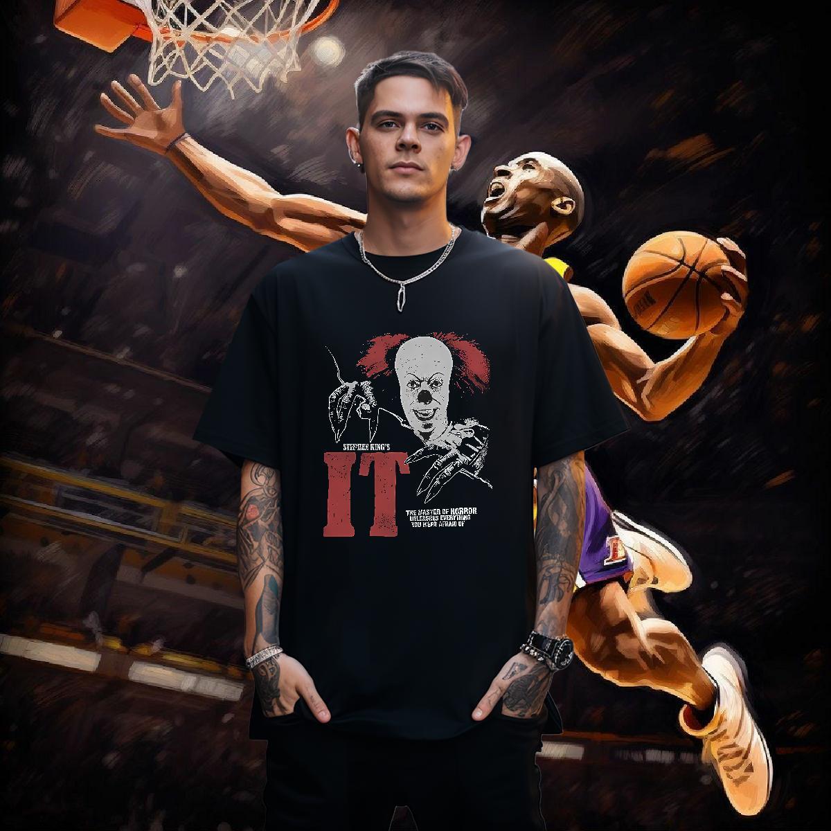 T-Shirts 230g Pure Cotton scary Street Casual Breathable Graphic Men Tops Tees Custom Loose Fit Clothes