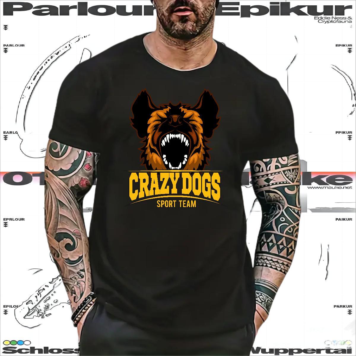 Cool Design T shirt crazy dog Breathable Crew Neck Daily Wear DIY 100% Cotton 230g Men Tshirts Classic Casual Clothes
