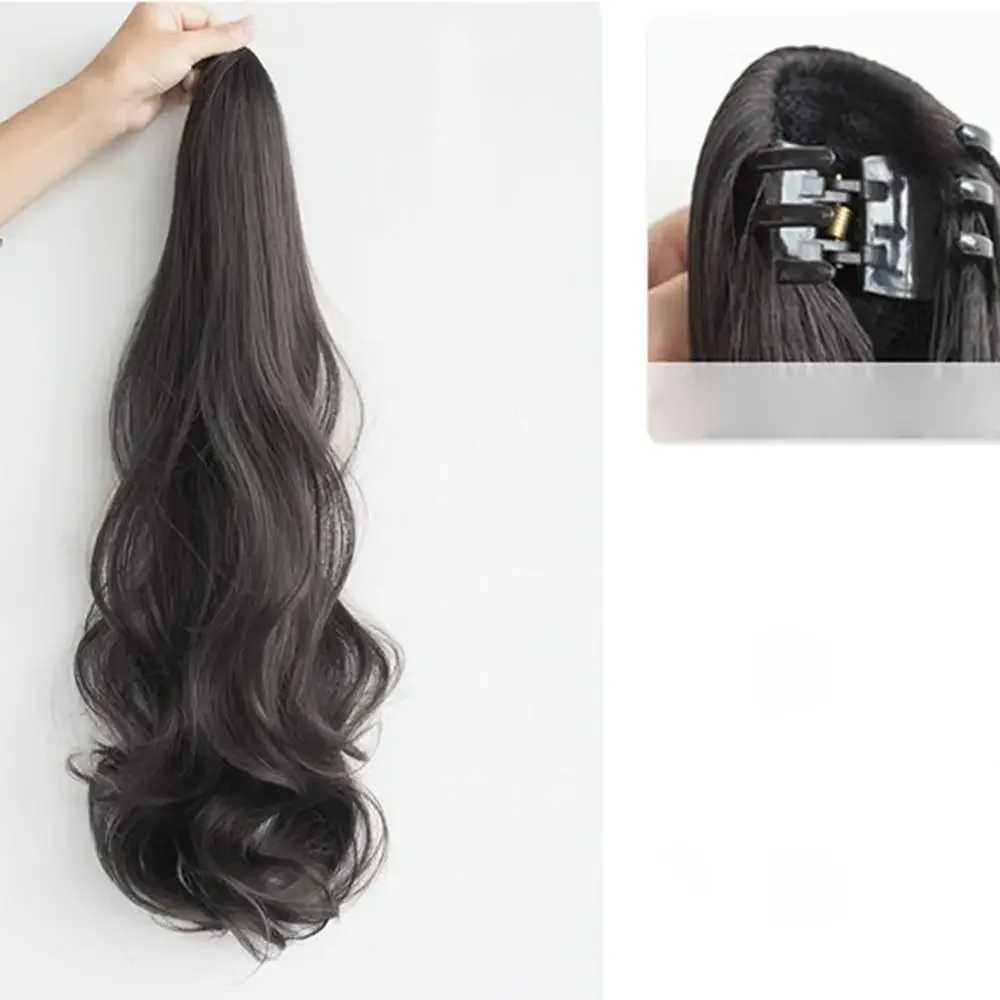 Womens Fashion Wig 45cm Fashion Wig Claw Clip Natural Long Curled Wig Womens Ponytail Hair Extension W240817