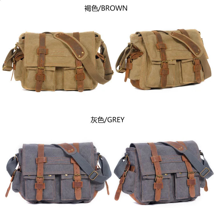 15.6 inch canvas bag vintage Fashion messenger bag for men women travel school bag shoulder bag fit 15.6 inch laptop 240819