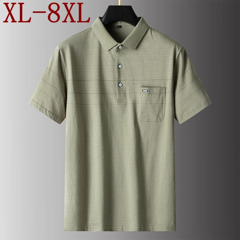 8XL 7XL 6XL Summer High Quality 100% Cotton Polo Shirt Men Short Sleeve Lapel Mens Shirts Casual Loose T-shirt Man Clothing 240819
