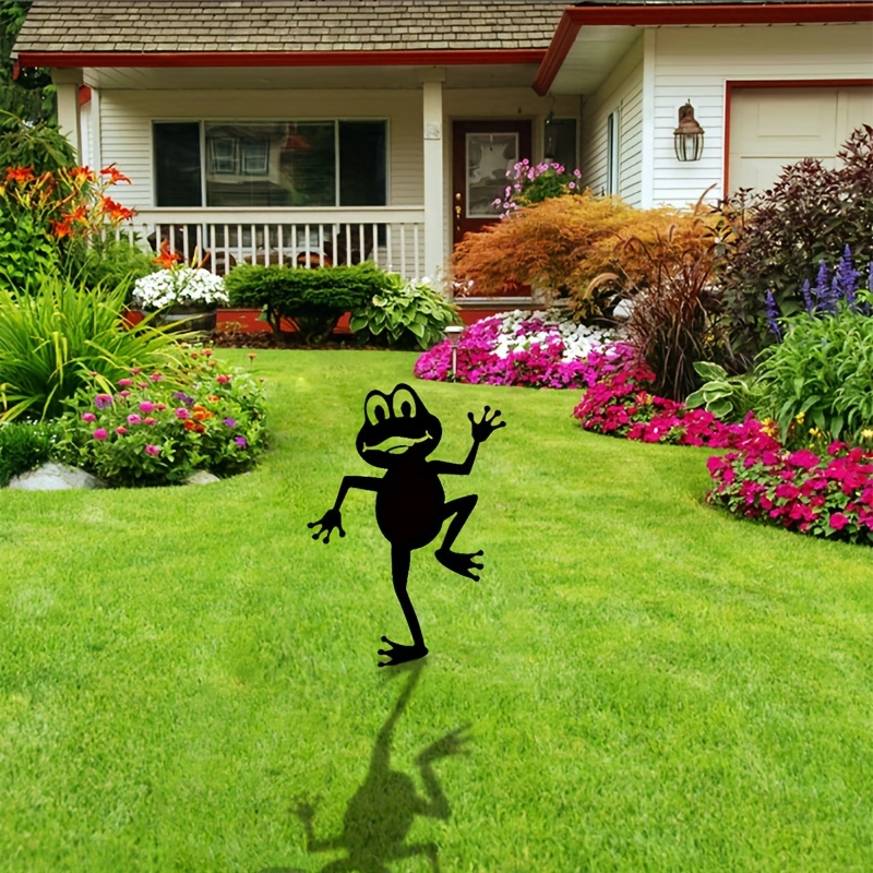 Garden Decor Frog Sign Black Frog Silhouette Statue Frog Silhouette