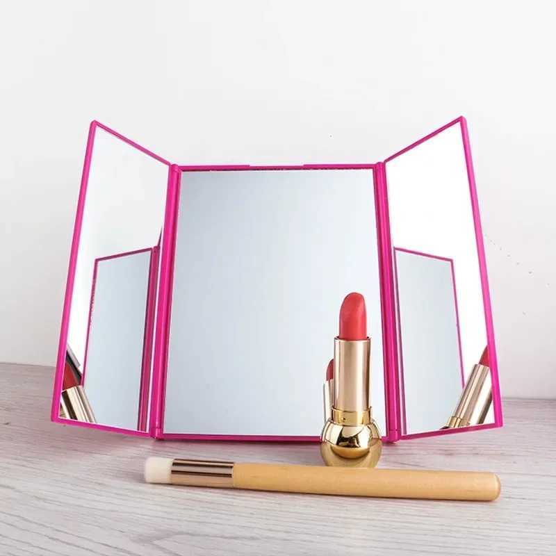 LED Cosmetic Mirror Lightless Style Tri-fold Mirror High-grade Mirror Travel Carry-on Portable Y240819
