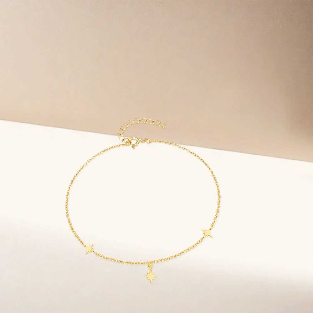 ROXI 925 sterling silver smooth octagonal star stacked ankle bracelet suitable for womens outdoor beach ankle chain boutique jewelry tobilleras W24081