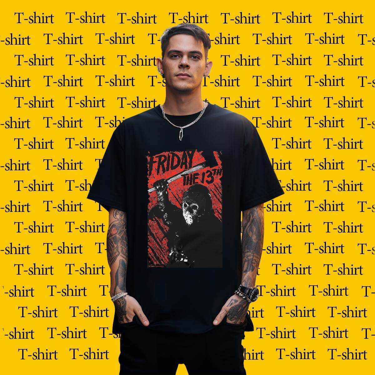 T Shirts Men 230g Cotton scary Street Casual Pure Cotton Custom Print Plus Size Men Clothes T-Shirt Stylist Loose Fit Wear