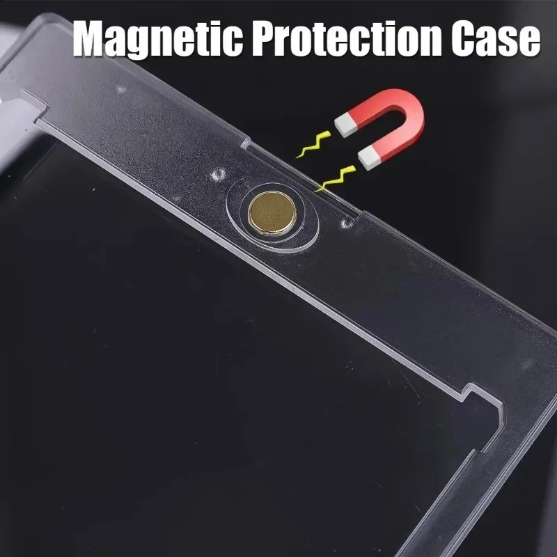 Transparent magnetic card holder 35PT support box set protection hard plastic sleeve triangle display stand baseball sports 240820