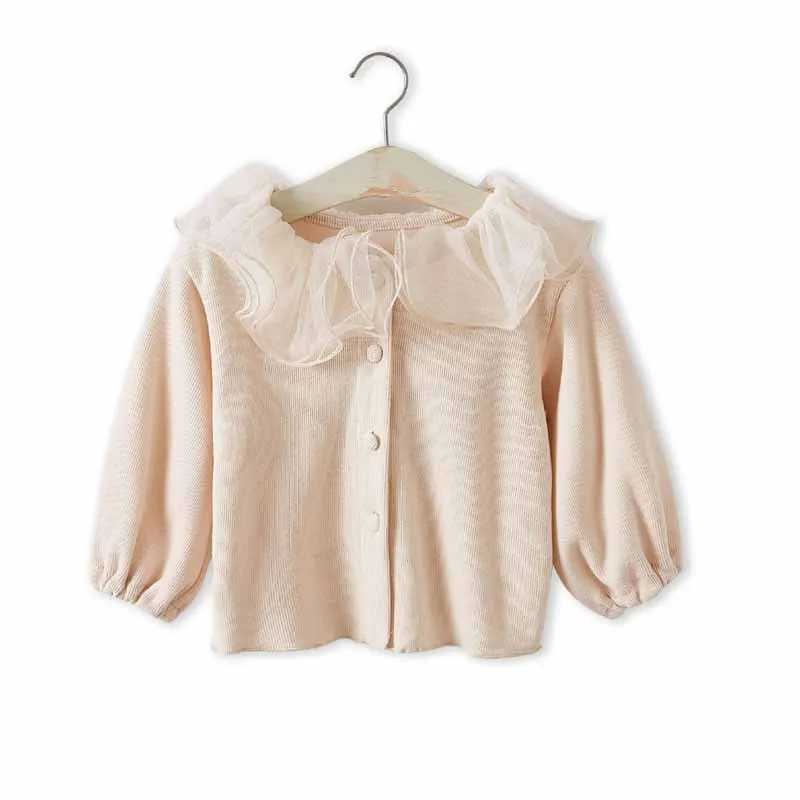 Girls Cardigan Jackets 2022 Fall Winter New Baby Cute Sweet Girls Clothing Kids Children Top Lace Lapel Jacket For Girls AutumnXJ240819