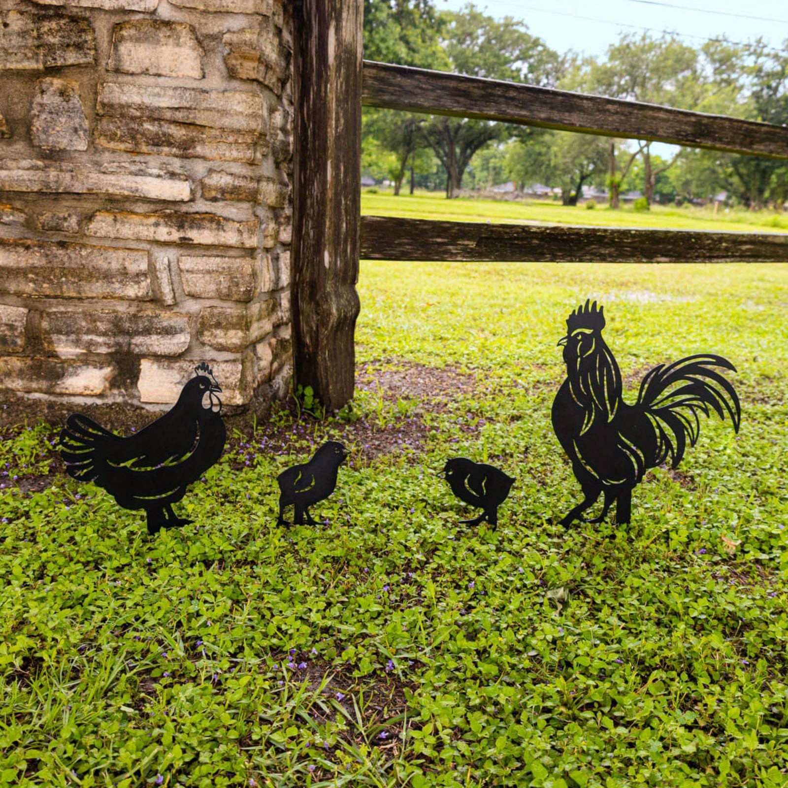 Metal Black Chicken Home Garden Decorations Animals Garden Decor Metal Garden Art