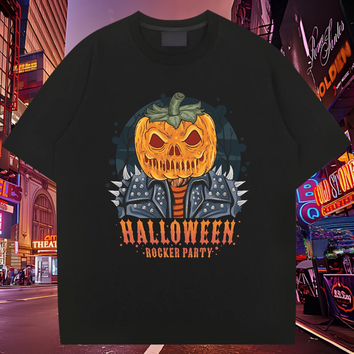 Popular T Shirts Men pumpkin Crew Neck Anime Printing Street DIY Anime 100% Cotton 230g Tshirt for Man Woman Designer Fashion Tops Tees
