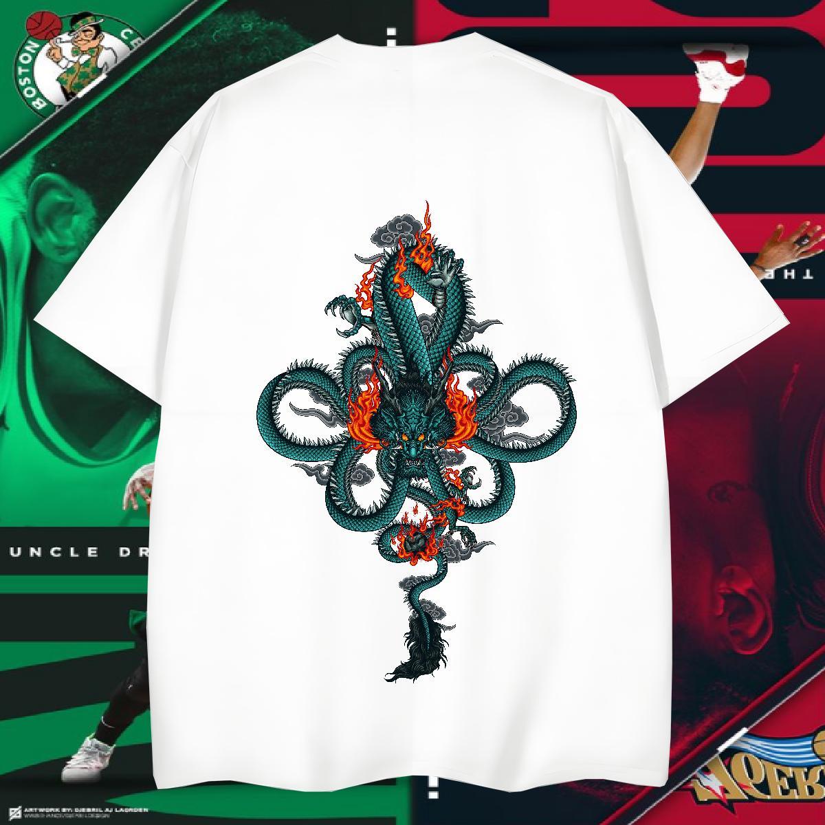 T-Shirts 230g 100% Cotton dragon Sport Crew Neck Custom Printing Men Tops Tees 2024 Unisex Tops Shirt