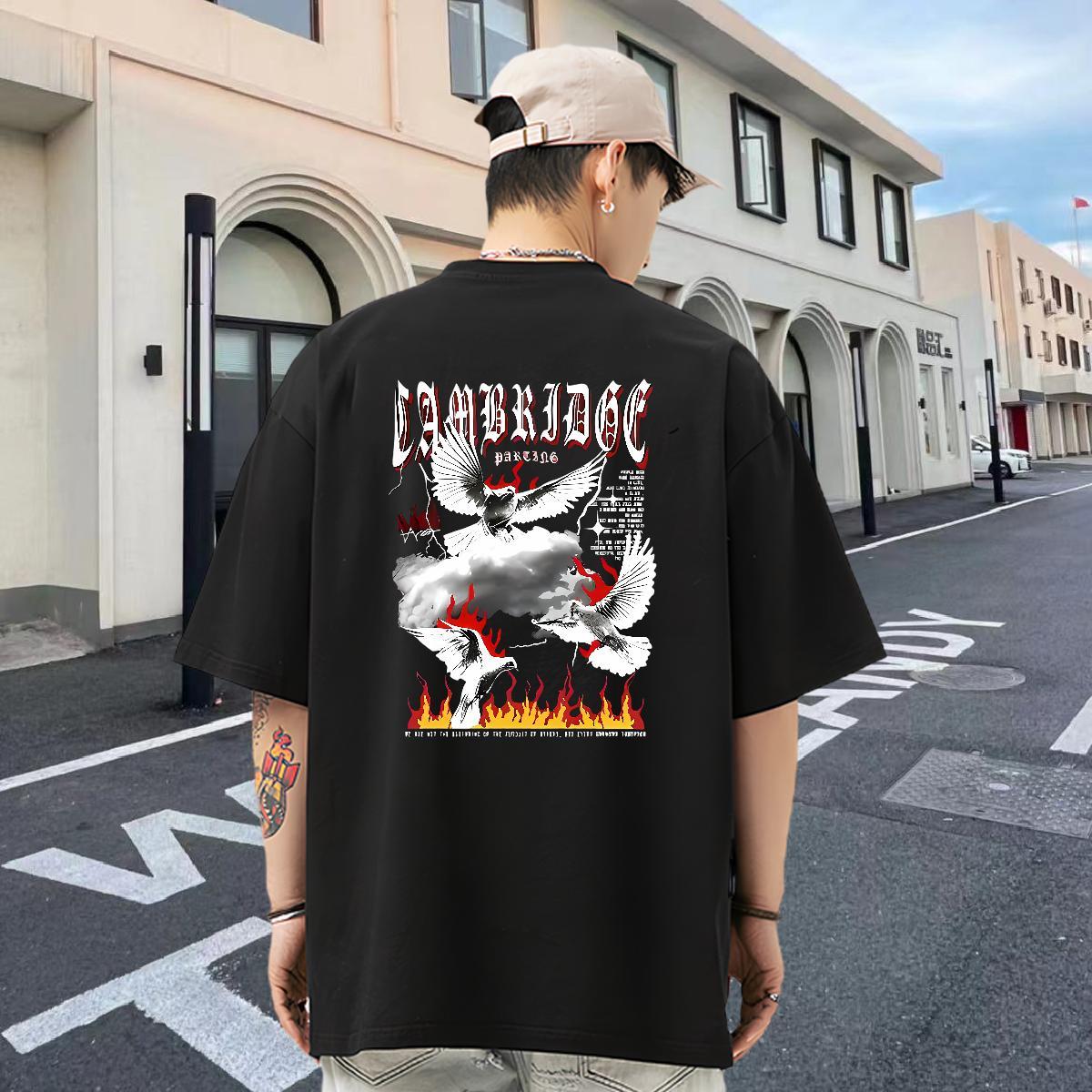 2024 DIY Couples T Shirts eagle Home Outdoor 230g Pure Cotton Wear Breathable Crew Neck Wholesale T-Shirts for Men Oversized 4XL