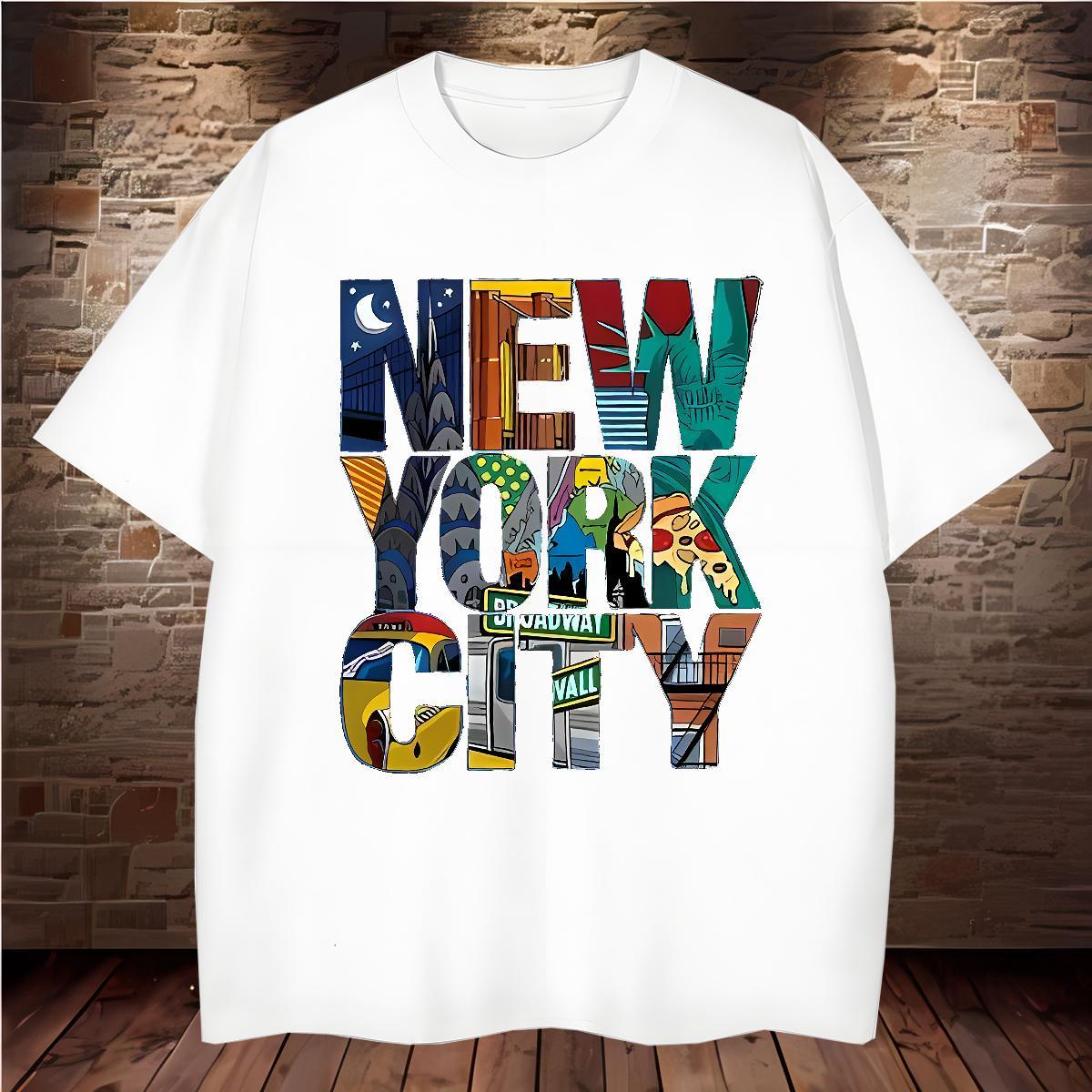 High Quality New York 230g Cotton Mens Tshirts Daily Outfit Pure Cotton Man T Shirts Free Shipping White Plus Size Polos
