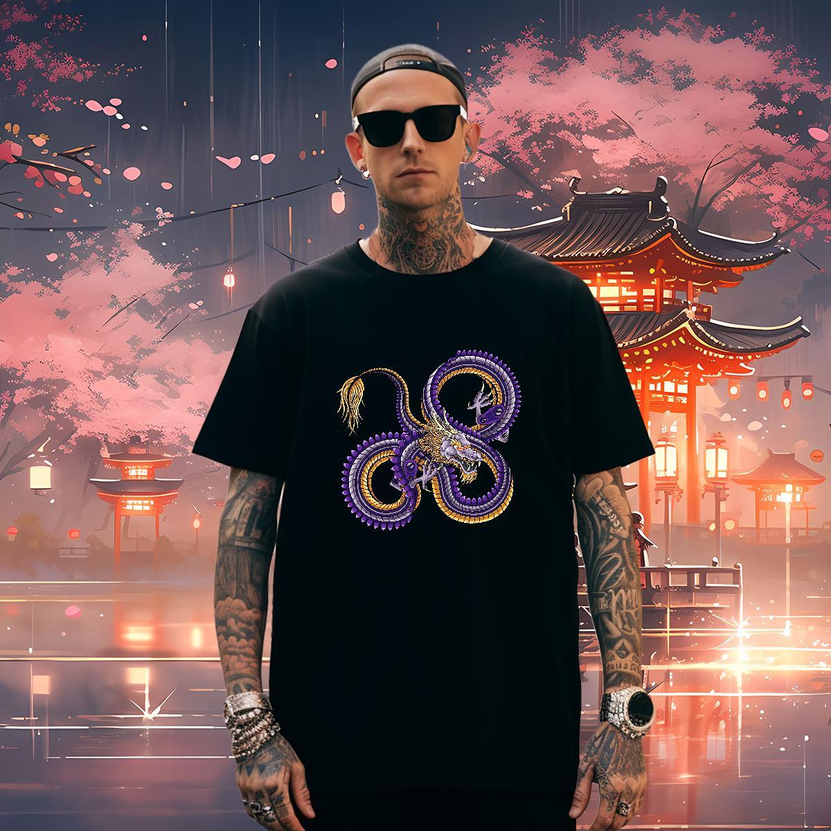 Wholesale ferocity Man T Shirts Spring Summer Mens Tshirts 100% Cotton 230g Casual New Breathable Short Sleeve Anime Tops