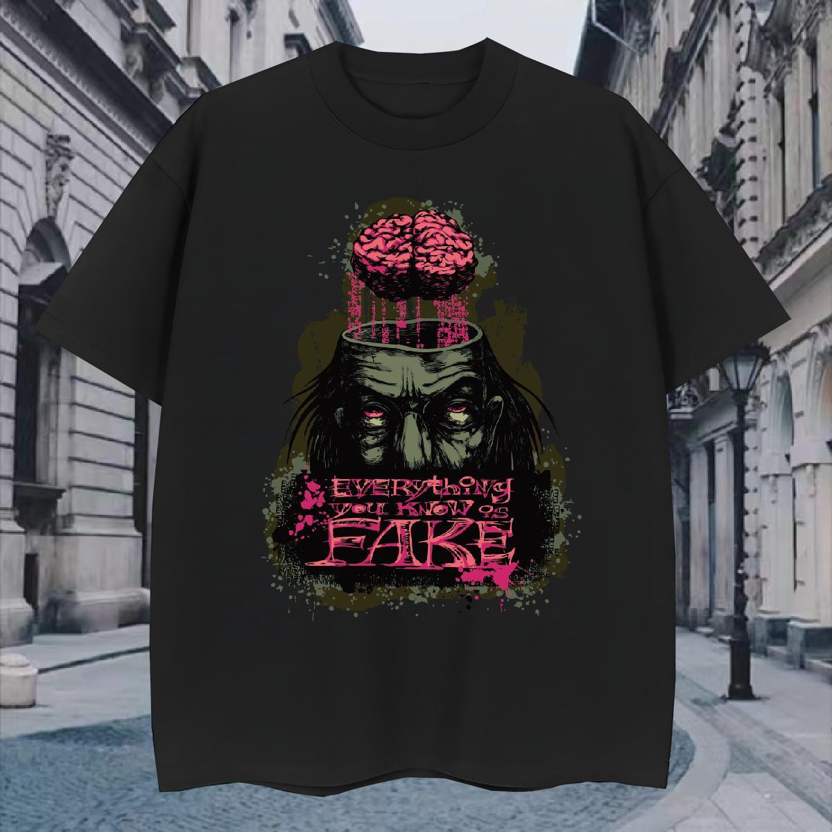 T Shirts Men 230g Pure Cotton scary Home Outdoor Breathable Short Sleeve Skull Men Clothes T-Shirt 2024 Summer Soft Tops