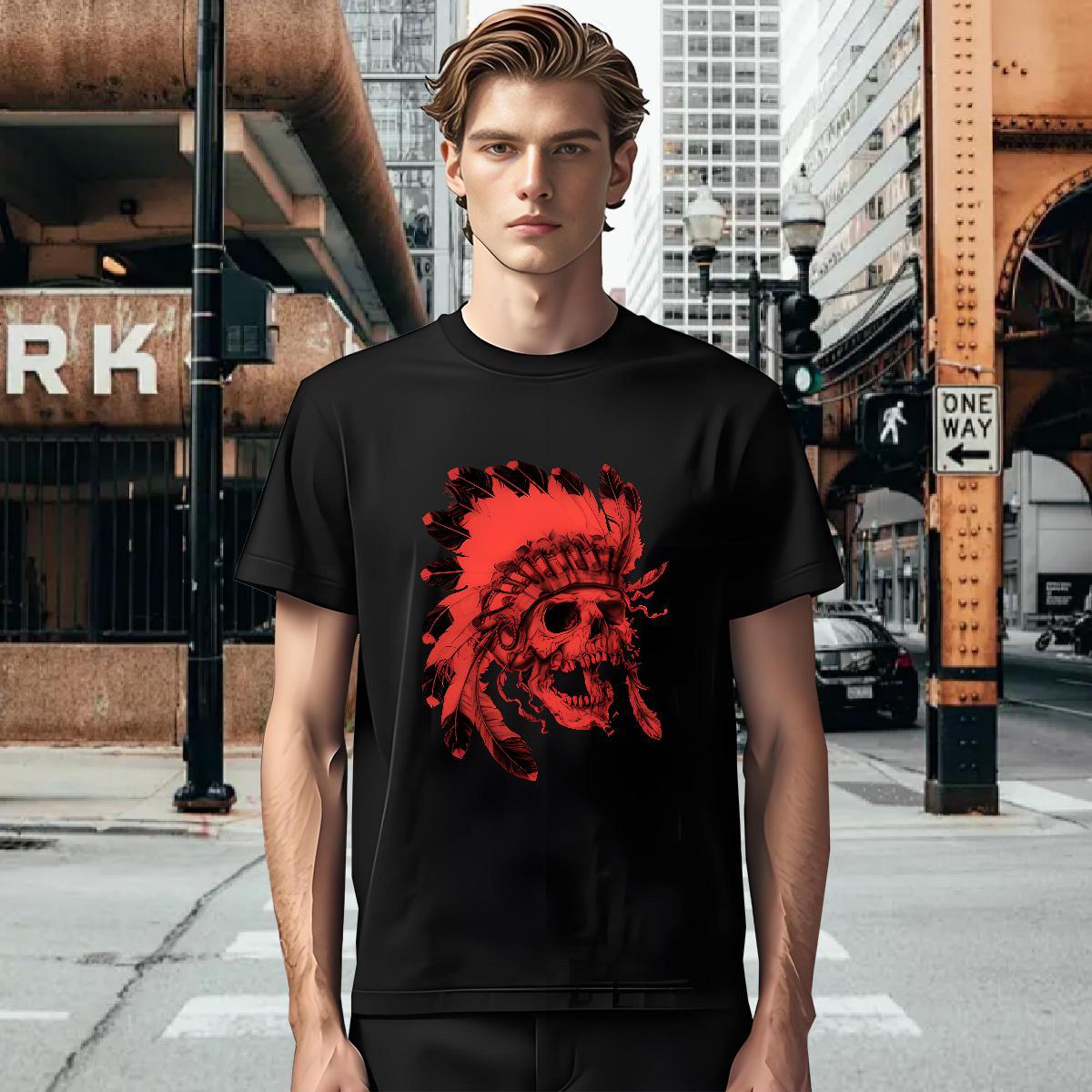 T Shirts Men 230g Pure Cotton scary Daily Wear Breathable Short Sleeve Cartoon Printing L-4XL Men Tees 2024 Designer Wholesale Tee Shirt