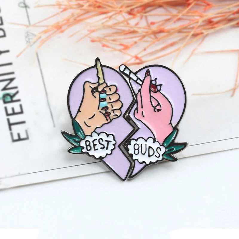 9 heart shaped brooch sets 2PCS/set cartoon enamel brooch suitable for couples best friends beer glasses pizza earth emblem pockets denim jewelry gift