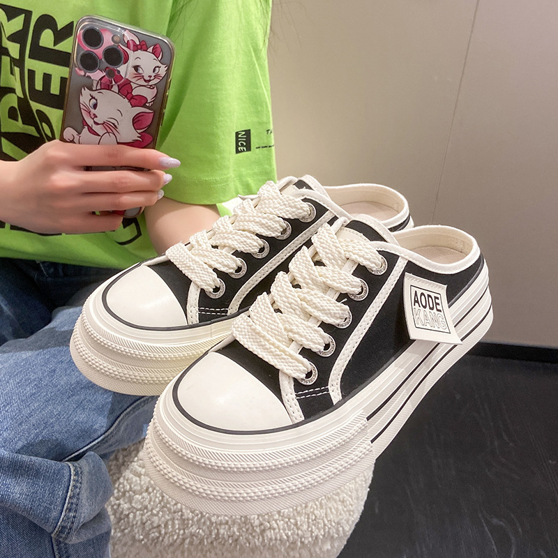 Ddmysports Korean Version Semi Trailer Canvas In Summer New Versatile Student Breathable Thick Soled Board Casual Shoes For Women OUTDOOR
