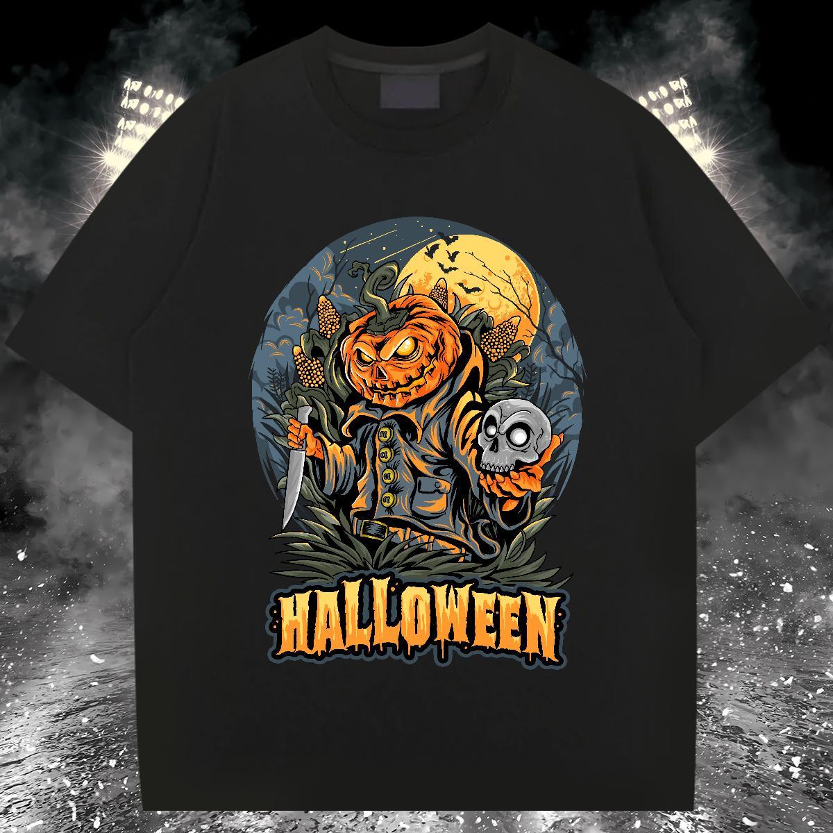 Designer T-Shirts for Men halloween O Neck Short Sleeves Home Outdoor Plus Size Custom 100% Cotton 230g Men Tshirts Factory Direct Tops Shirt