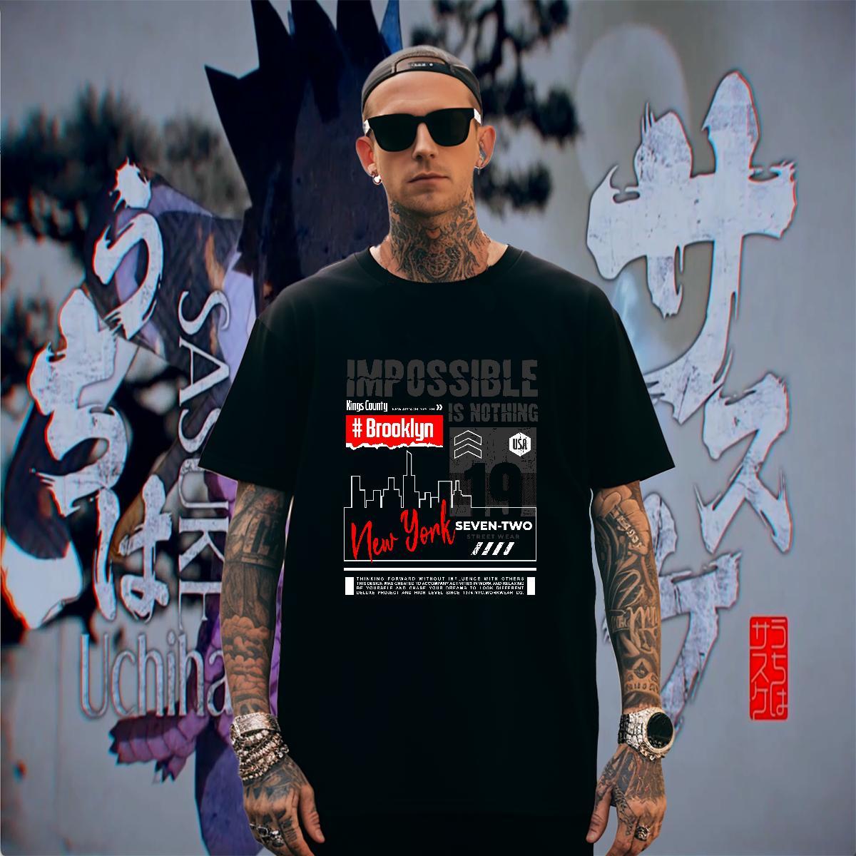 Free Shipping Men Tops Tees Street Casual 230g Pure Cotton Black White Breathable Crew Neck NEW YORK Men T Shirts Fashion Designer Clothings