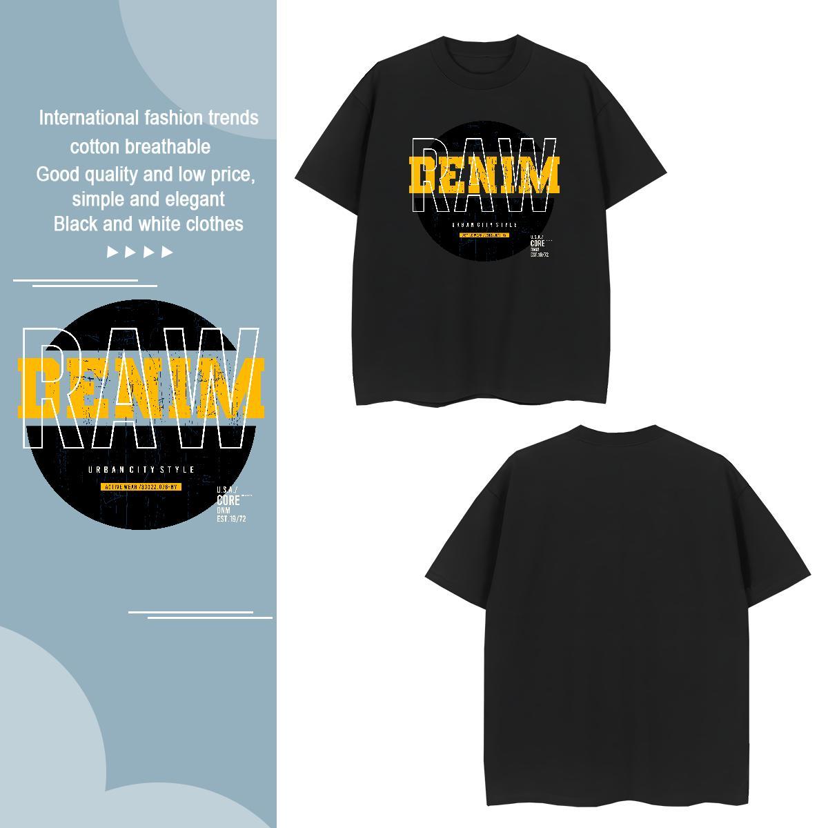 Designer letter 100% Cotton 230g Men Clothes T-Shirt High Street Hip Hop Breathable Crew Neck Man T Shirts 2024 DIY Anime Tees Shirts