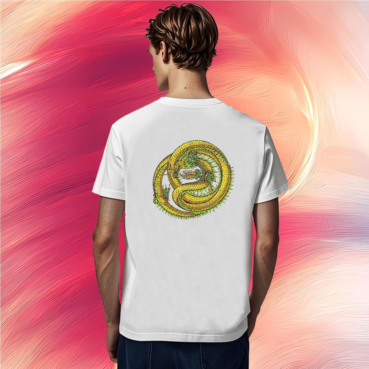 Men T Shirts 230g Pure Cotton dragon Sport O Neck Short Sleeves Custom Print Plus Size Tshirt for Man Woman Brand Loose Fit Tops Tees